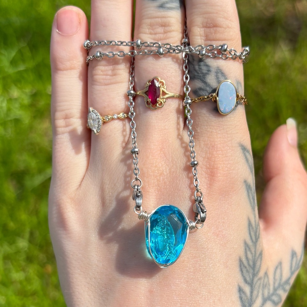 Blue topaz interchangeable necklace